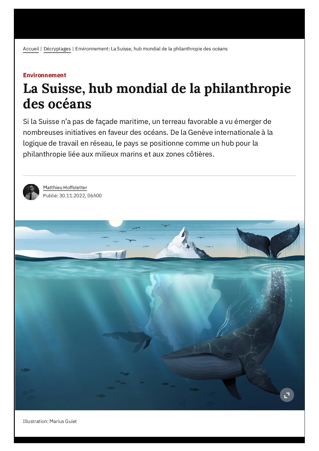 Environnement La Suisse hub mondial de la philanthropie des oceans Bilan 1 pdf
